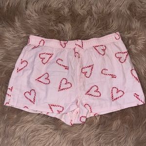 VS-Pink candy cane pajama shorts